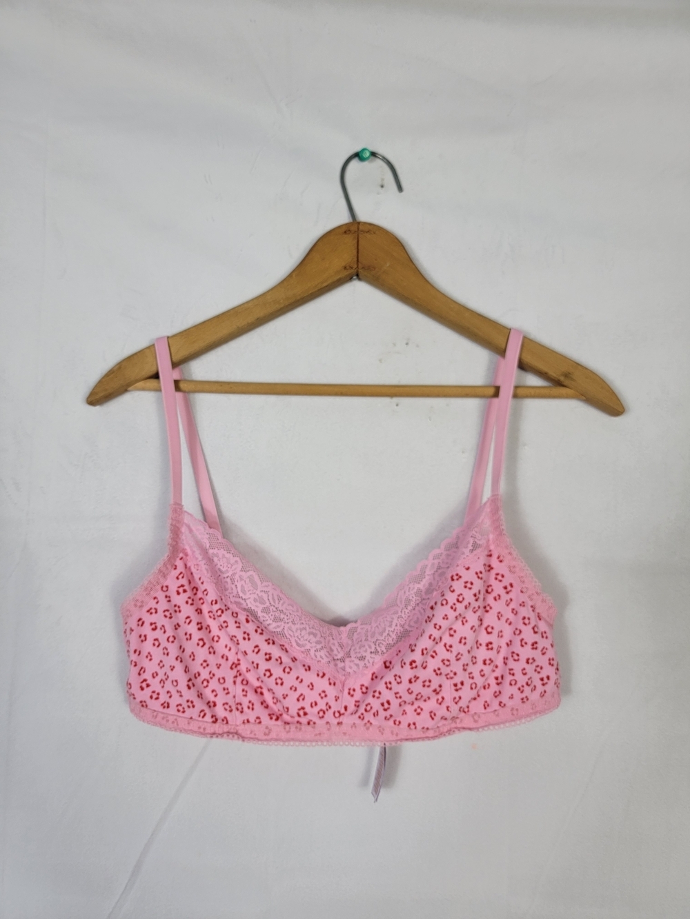 Large Savage X Fenty Pink Lace Leopard Print Bralette